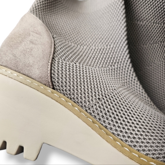 Nicole Miller Taupe-Beige Ankle Wedge Knit Sock Boots - Picture 2 of 7